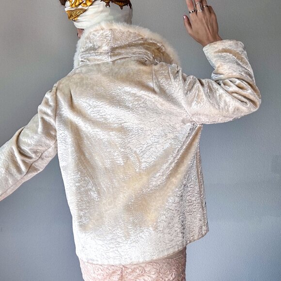 Vintage Mink Collar 3/4" Coat in Cream Size small - Picture 4 of 10